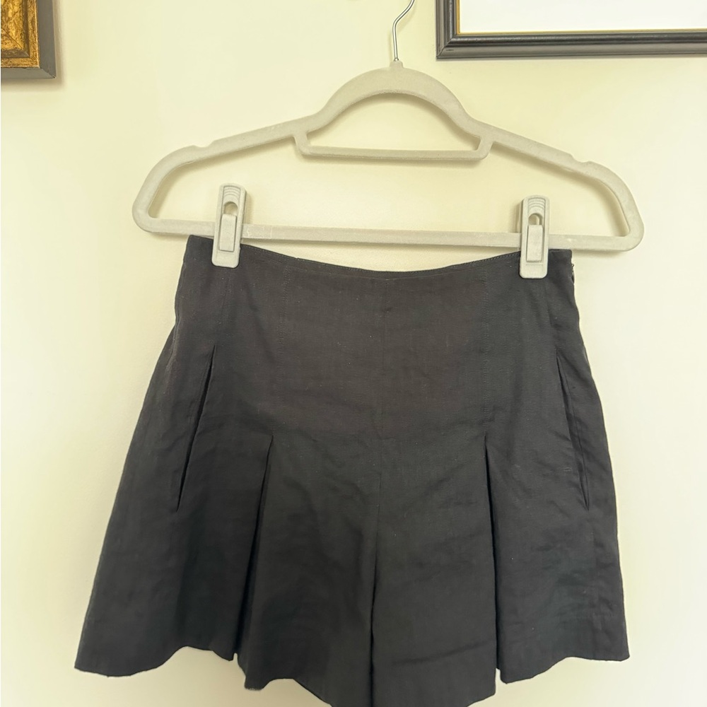 Vince Linen Black Pleated Skort